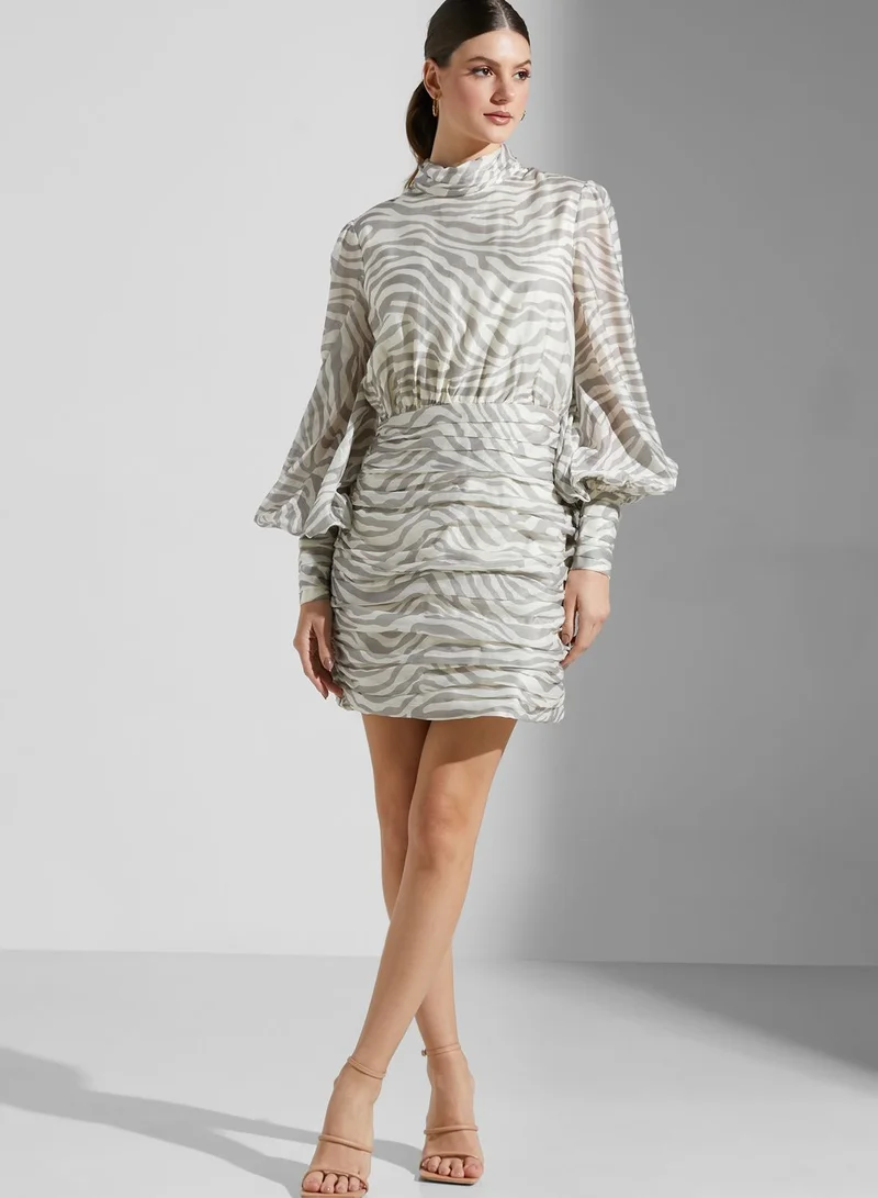 Keepsake High Neck Printed Dress