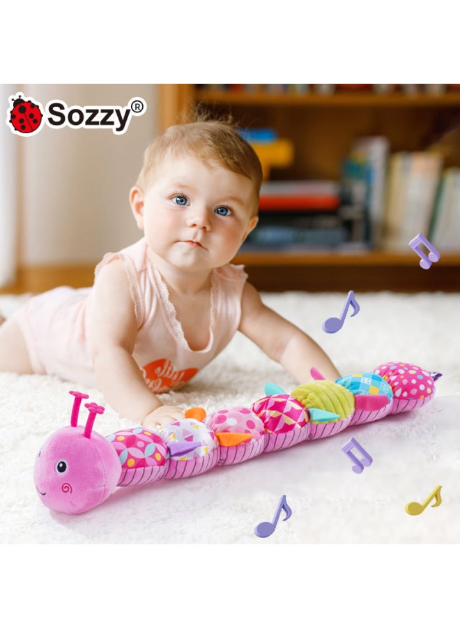 xozgdovg Sozzy Newborn Baby Soothing Music Caterpillar Hug Puppet High Size Baby Toy 0-1 Year Old Puzzle-Color:Flower Shaped Soft Caterpillar Pink Lj - Image 5