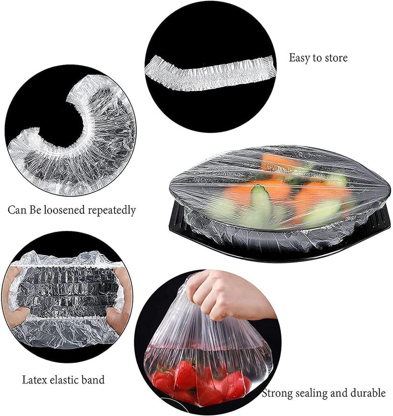 Vajin VAJIN Fresh Keeping Bags 100 Pcs Reusable Elastic Food Storage Covers with Stretch Adjustable Bowl Lids Universal Kitchen Wrap Seal Bags for Cover Food Vegetables Fridge Storage Pack of (1) - Image 2
