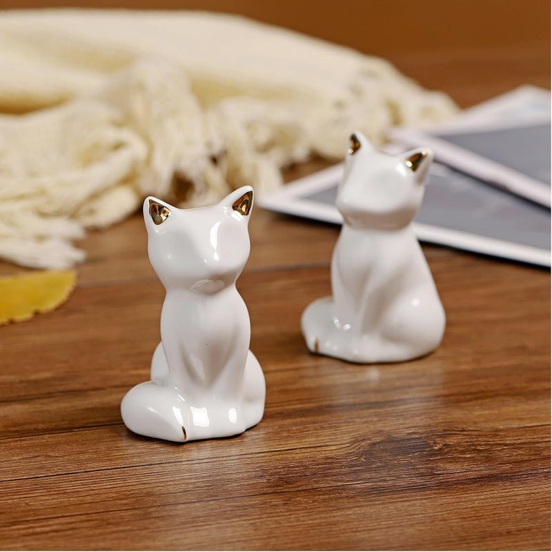 LJCA 2Pcs Toilet Bolt Covers Decorative, Ceramic Toilet Screw Cover Caps, Cute Toilet Caps for Bottom of Toilet, Tall Toilet Floor Bolt Caps, Easy installation(White Cat, 2Pcs) - Image 1