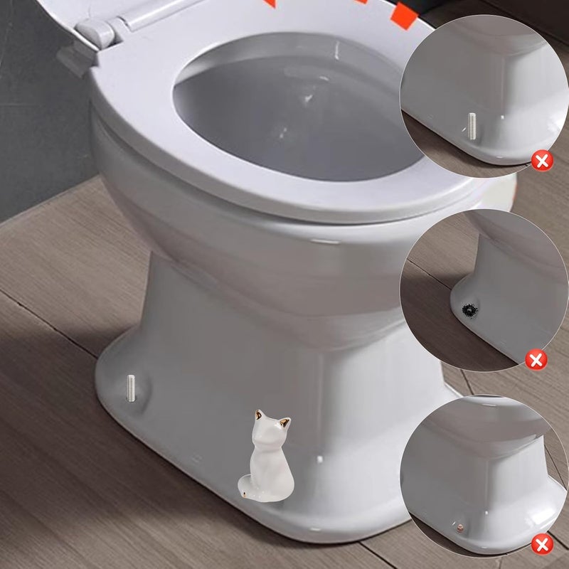 LJCA 2Pcs Toilet Bolt Covers Decorative, Ceramic Toilet Screw Cover Caps, Cute Toilet Caps for Bottom of Toilet, Tall Toilet Floor Bolt Caps, Easy installation(White Cat, 2Pcs) - Image 2