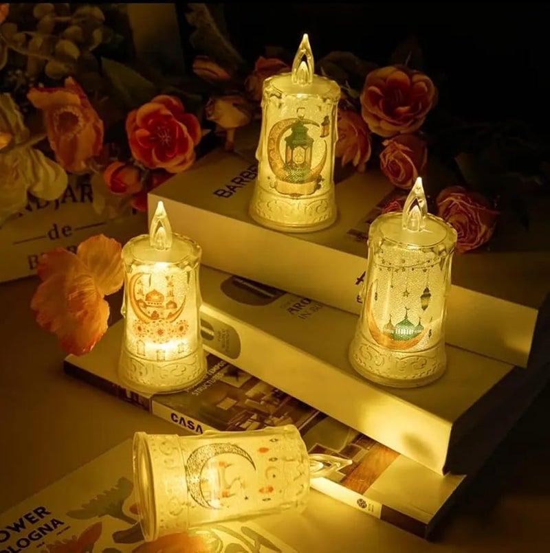 LDQ 4 Pcs Led Ramadan Crescent Moon Glowing Candle Light, Battery-Operated Tabletop Decorative Lamp With Led, Ramadan Festival Decor. - Image 5