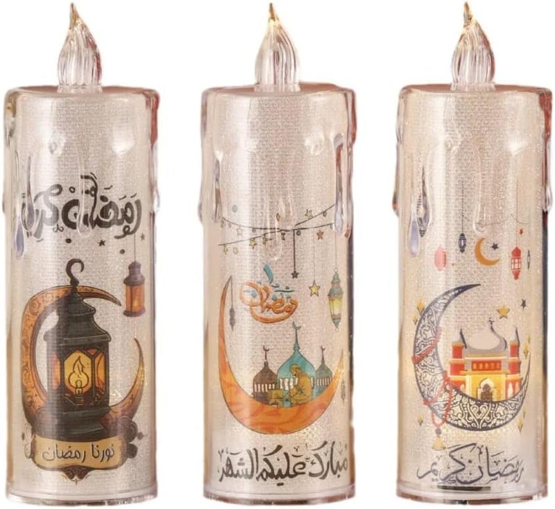LDQ 4 Pcs Led Ramadan Crescent Moon Glowing Candle Light, Battery-Operated Tabletop Decorative Lamp With Led, Ramadan Festival Decor. - Image 2