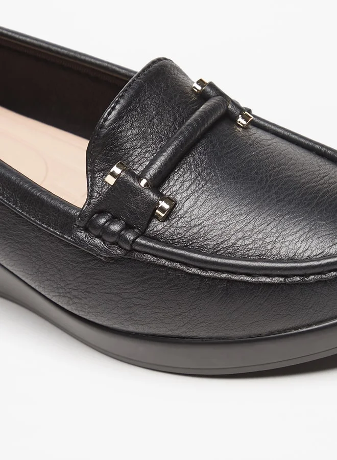 لو كونفورت Women Solid Slip-On Loafers with Wedge Heels