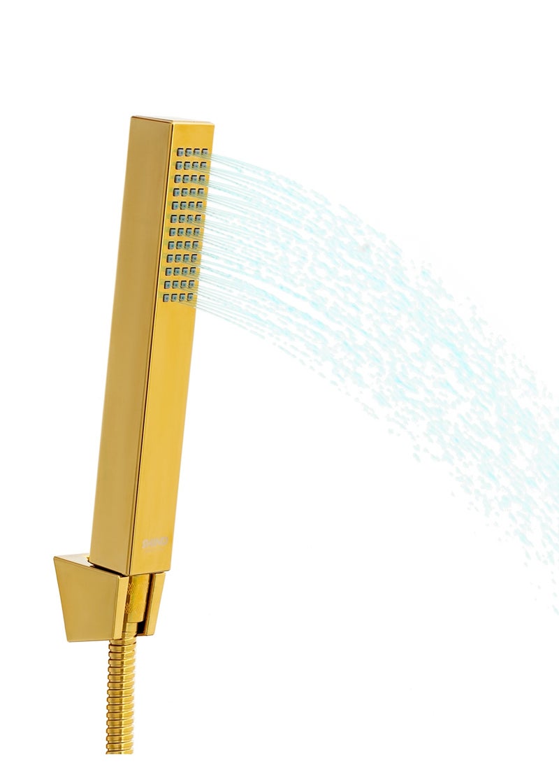SHIND Slim Handheld Shower Head – High-Pressure Stream, Modern Square Design, Anti-Clog Nozzles, Gold Finish - Image 1