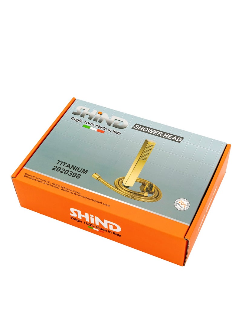 SHIND Slim Handheld Shower Head – High-Pressure Stream, Modern Square Design, Anti-Clog Nozzles, Gold Finish - Image 4