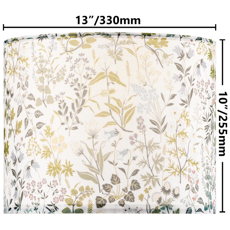GO&SO 2pcs Floral Drum Lamp Shades For Table Lamps - 13" Top x 13" Bottom x 10" High(Spider), Modern Medium Lamp Shade for Floor&Bedside Lamp, Natural Linen - Lampshades Replacement, Assembly Required - Image 2