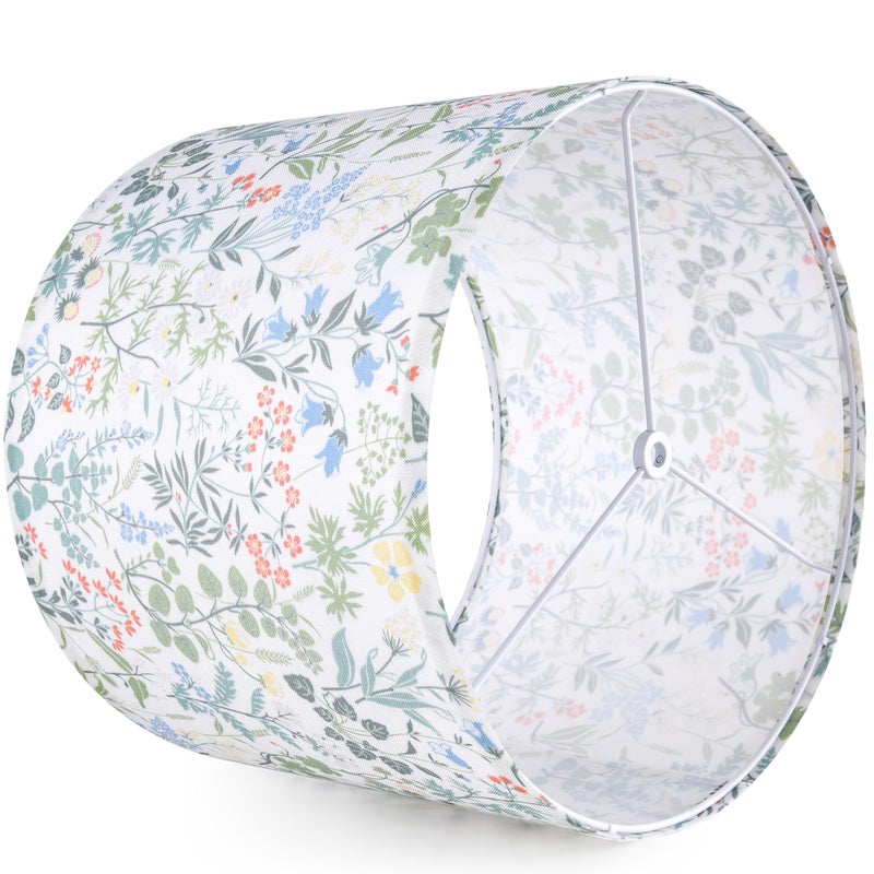 GO&SO 2pcs Floral Drum Lamp Shades For Table Lamps - 13" Top x 13" Bottom x 10" High(Spider), Modern Medium Lamp Shade for Floor&Bedside Lamp, Natural Linen - Lampshades Replacement, Assembly Required - Image 5