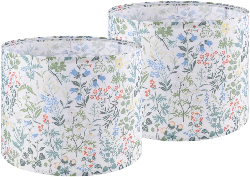 GO&SO 2pcs Floral Drum Lamp Shades For Table Lamps - 13" Top x 13" Bottom x 10" High(Spider), Modern Medium Lamp Shade for Floor&Bedside Lamp, Natural Linen - Lampshades Replacement, Assembly Required - Image 1
