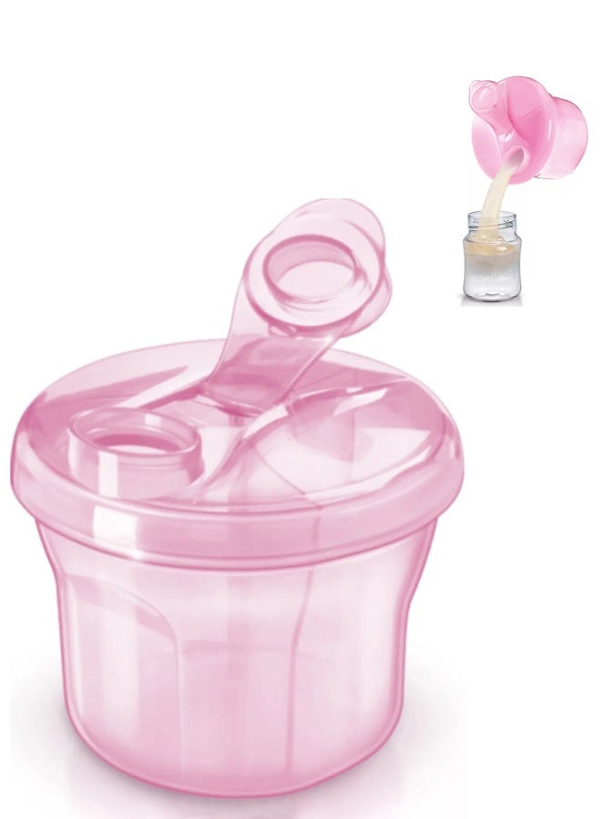 Dispenser for Milk Powder BPA-free Material Milk Powder Dispenser With Rotating Cap Removable Inner Sections(Pink) - Image 1