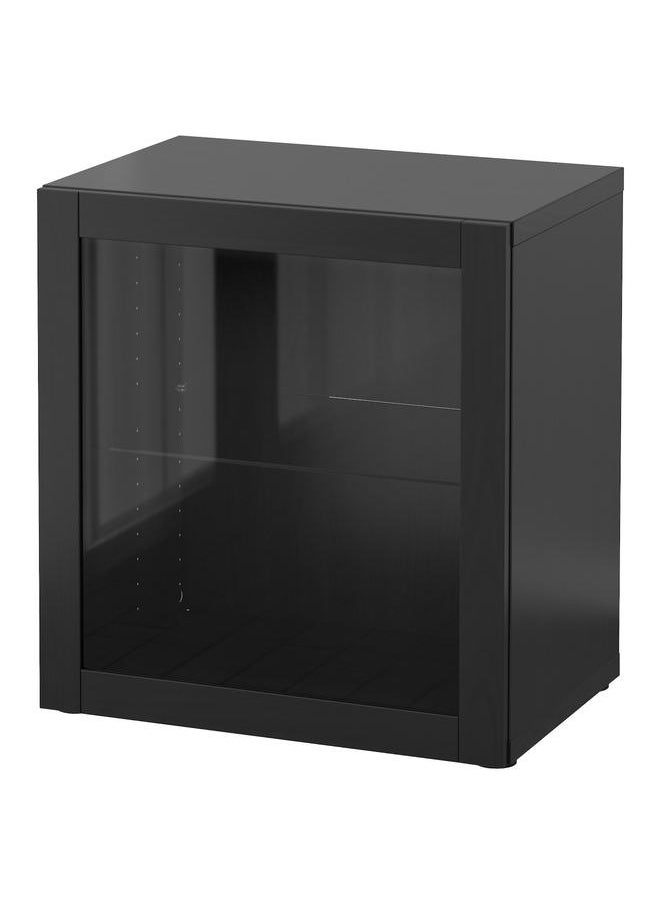 Zaboon Shelf unit with glass door, black-brown/Sindvik black-brown clear glass, 60x42x64 cm  - Image 1