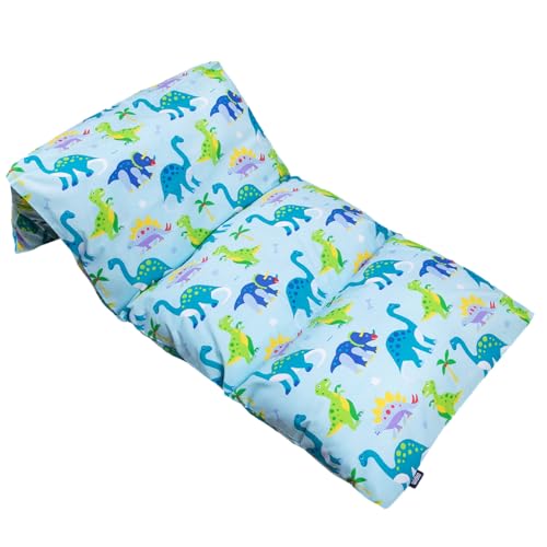 Wildkin Kids Pillowcase Lounger Cover TravelFriendly Sleepover Lounger Fits Standard Pillows Pillows Not Included Soft Cotton Blend Fun Patterns for Boys Girls Dinosaur Land - Image 1