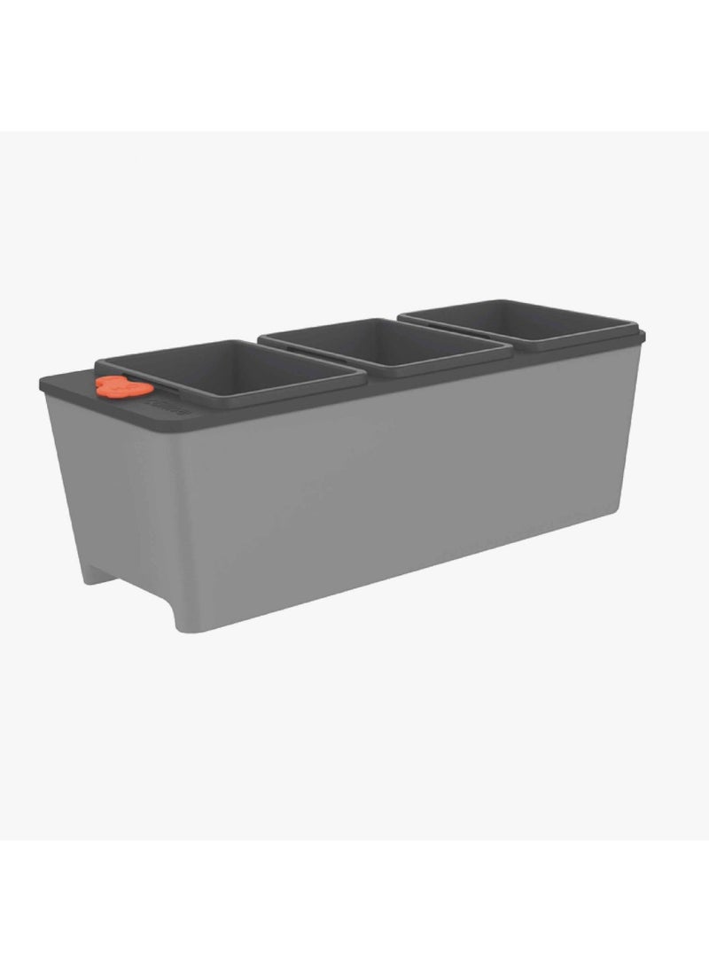 TRAMONTINA Since 1911,Made in Brazil- 10.5L Gray Polypropylene Triple Self-watering Planter  - Image 1