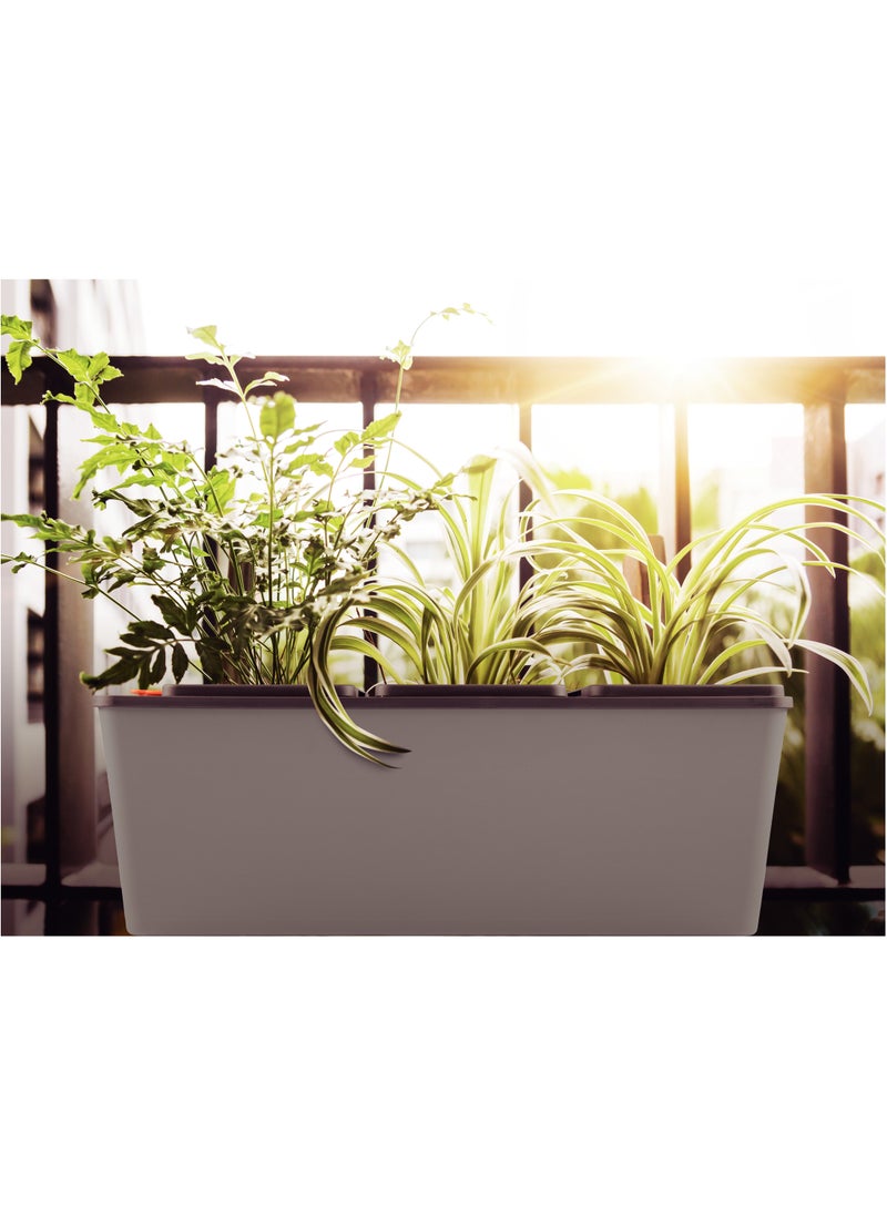 TRAMONTINA Since 1911,Made in Brazil- 10.5L Gray Polypropylene Triple Self-watering Planter  - Image 3