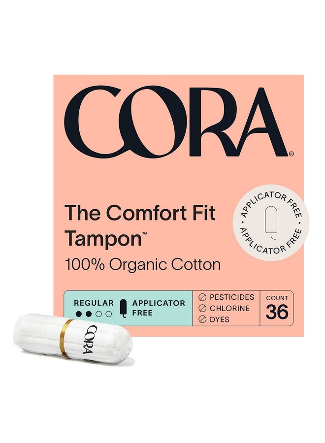 cora 100% Organic Cotton Nonapplicator Tampons | Ultraabsorbent, Unscented, Natural, Nontoxic, Applicator Free | Ecoconscious (36 Tampons) - Image 1