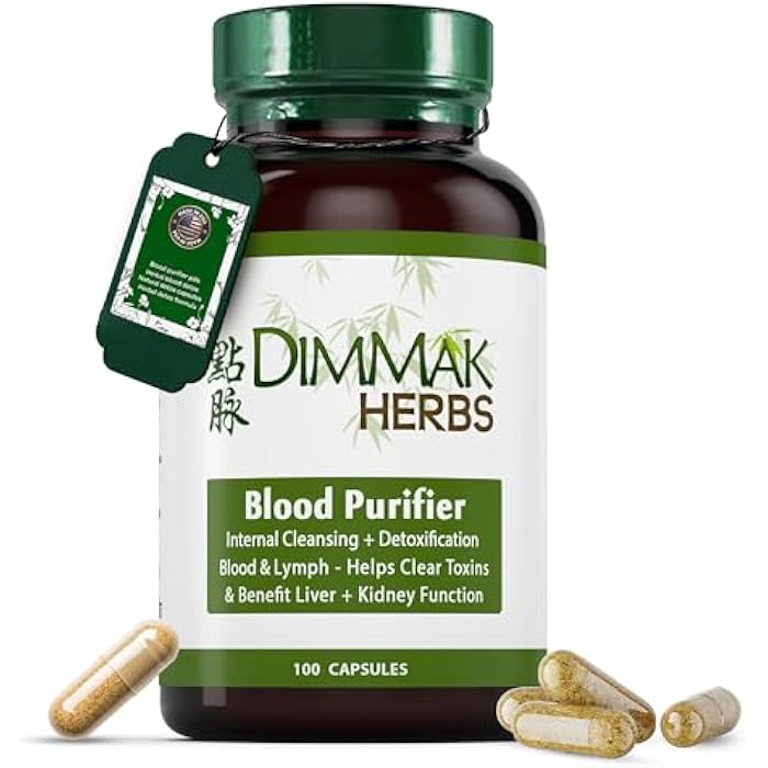 Dimmak Herbs Blood Purifier & Lymphatic Cleanse- Systemic Detox Supplement for Skin, Liver, & Immune Health- Organic Andrographis & Coptis Herbal Formula- Vegan, Non-Laxative- 100 Capsules - Image 1