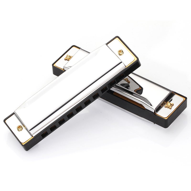 10 Hole Harmonica Silver Stainless Steel Cover - Classic Authentic Sound Transparent Case for Beginners Music Practice On-the-Go Play - Image 3