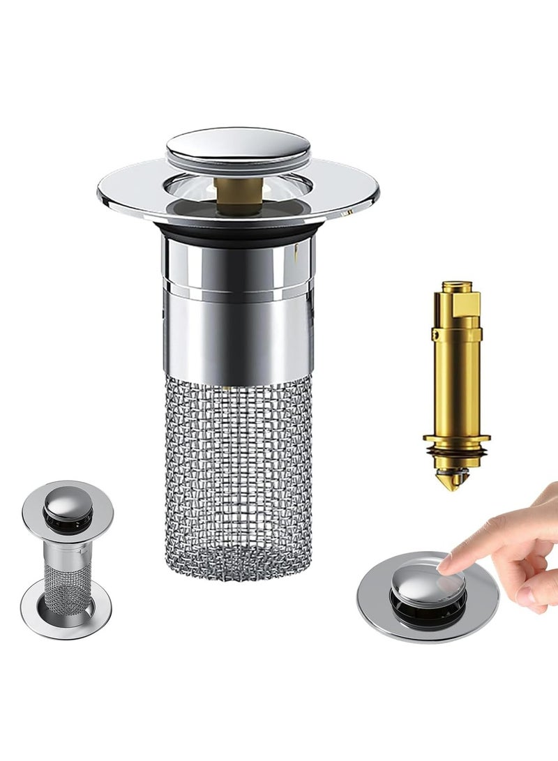 Loquat Pop Up Bathroom Sink Drain Strainer Hair Catcher forniversal Bathroom Kitchen Basin Sink Stopper Replacement - Image 1