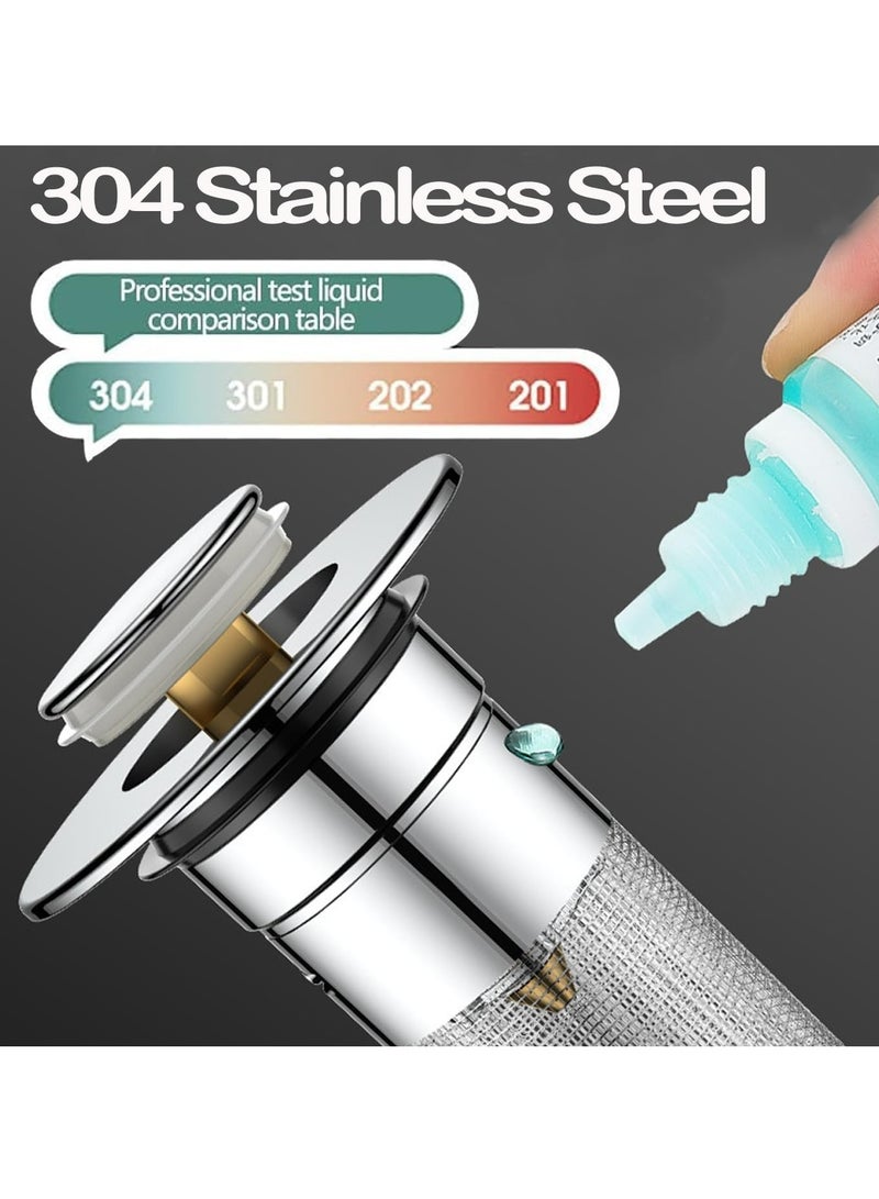 Loquat Pop Up Bathroom Sink Drain Strainer Hair Catcher forniversal Bathroom Kitchen Basin Sink Stopper Replacement - Image 4