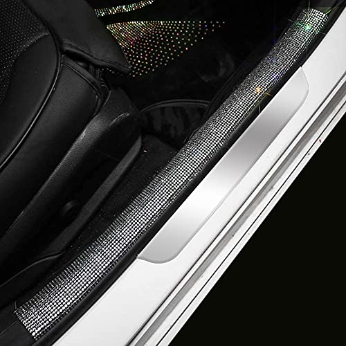eing Rear Bumper Protector Guard DIY Universal Bling Crystal Rubber Scratch-Resistant Trunk Door Entry Guards Accessory Trim Cover for SUV/Cars(2-Pack,Width7CM/2.8",Long60CM/23.6"),White - Image 1