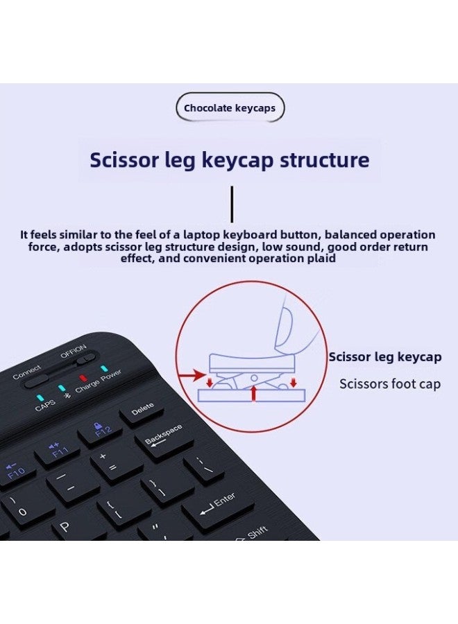 لوحة مفاتيح بلوتوث 7/10 بوصة لأجهزة iPad والهواتف المحمولة والكمبيوتر اللوحي ولوحة مفاتيح لاسلكية باللغة الإسبانية والتايلاندية والروسية Bapwen - اللون: لوحة مفاتيح بلوتوث 10 بوصة شحن ماوس بلوتوث ثنائي الوضع - نوع المنتج: أزرق ضبابي - Image 5