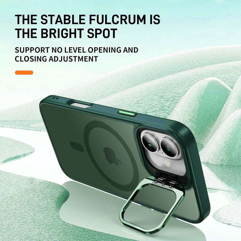 Elzzi Polycarbonate Kickstand Compatible with Mag Safe Case for iPhone 16 Plus, Built-in Adjustable Camera Stand, Translucent Matte Magnetic Mag-Safe Shockproof Case Phone Cover (Cyan) - Image 3