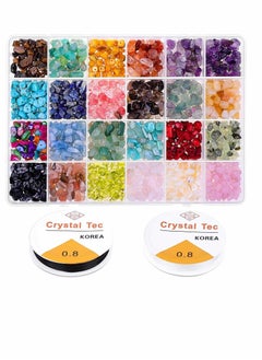KASTWAVE Crystal Chips and Gemstones Beads for Jewelry Making, KASTWAVE 24 Colors Gemstones Chips Jewelry Bracelet Beads for Jewelry Making  - Image 2