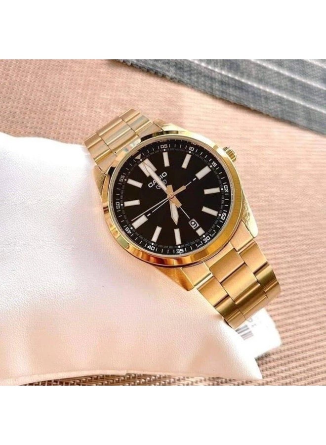 كاسيو ساعة كاسيو رجالية مطلية باللون الذهبي MTP-VD02G-1EUDF – ميناء أسود مع عرض للتاريخ ومقاومة للماء - Image 2