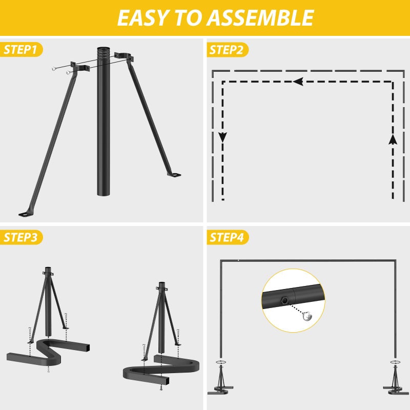 HAITRAL Black Backdrop Banner Stand 10x7 FT,Square Wedding Arch Balloon Metal Frame,Heavy Duty Background Stand Kit,Adjustable Photo Backdrop Stand for for Parties Birthday Video Studio - Image 5