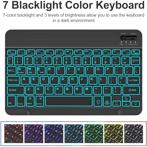 ProElite Keyboard case Cover for Samsung Galaxy Tab A9 Plus 11 inch with S Pen Holder Magnetic Detachable Wireless Bluetooth Keyboard Built-in 7-Colors Backlit, Lavender - Image 2