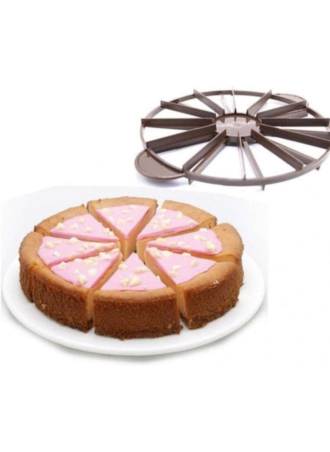silvercnc 1pc Cake Divider Slice Pie Slicer Bakeware 10/12 Piece Equal Portion Cutter Plastic Bread Round Press Marker(random Color)  - Image 1