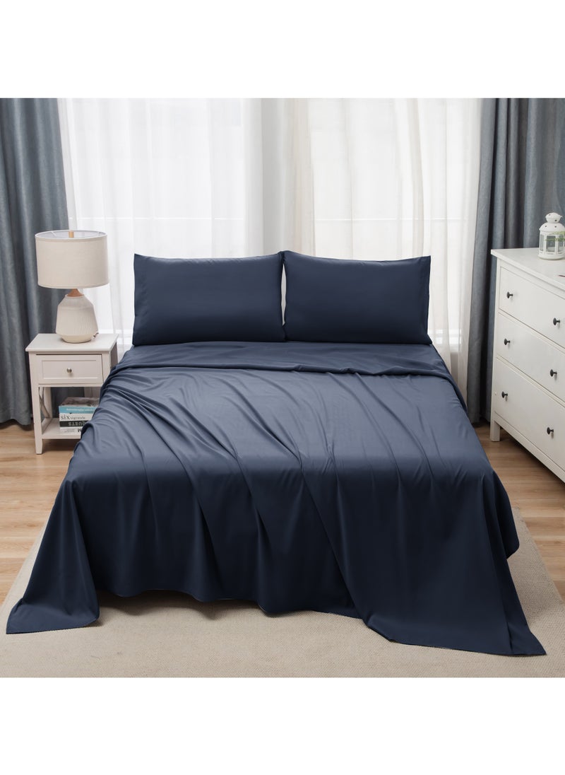 PanaX Panax Bedding Queen Bed Sheets Set - 4 Piece Bedding - Brushed Microfiber - Shrinkage and Fade Resistant - Easy Care (Navy, Queen)  - Image 1