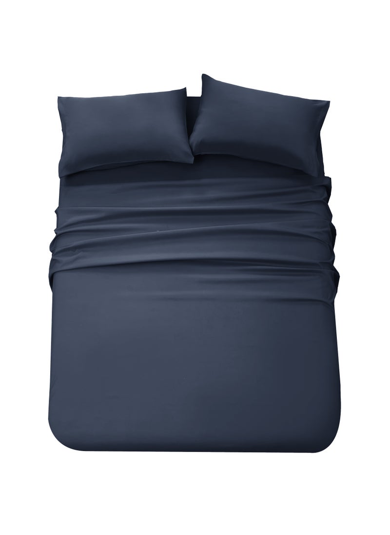 PanaX Panax Bedding Queen Bed Sheets Set - 4 Piece Bedding - Brushed Microfiber - Shrinkage and Fade Resistant - Easy Care (Navy, Queen)  - Image 4