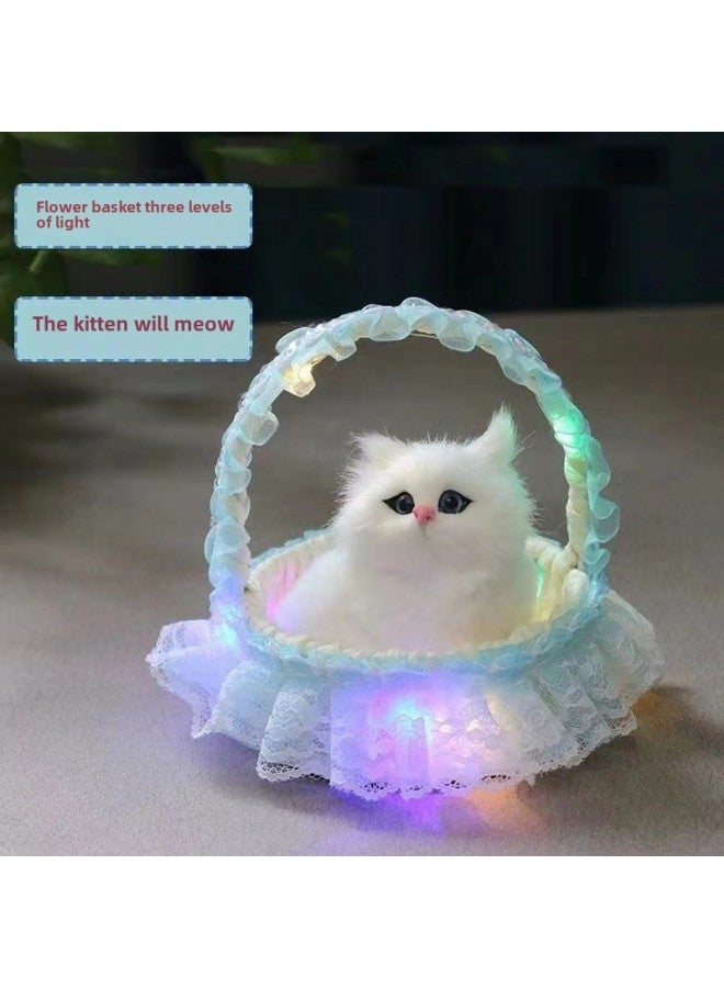 Simulation Hanging Basket Kitten Plush Handicraft Doll Will Call Rabbit Puppy Simulation Animal Birthday Gift-Dimensions:Luminous Hanging Basket Wedding Dress Doll Lace Color Mixed Hair - Image 4