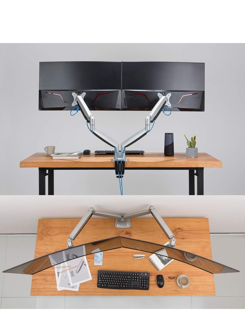 Premium Aluminum Gas Spring Monitor Mounting Arm - Dual - Heavy Duty Holds 13" to 32" Screens, Up to 19.8 lbs Each, VESA 75x75 or 100x100 - Image 4