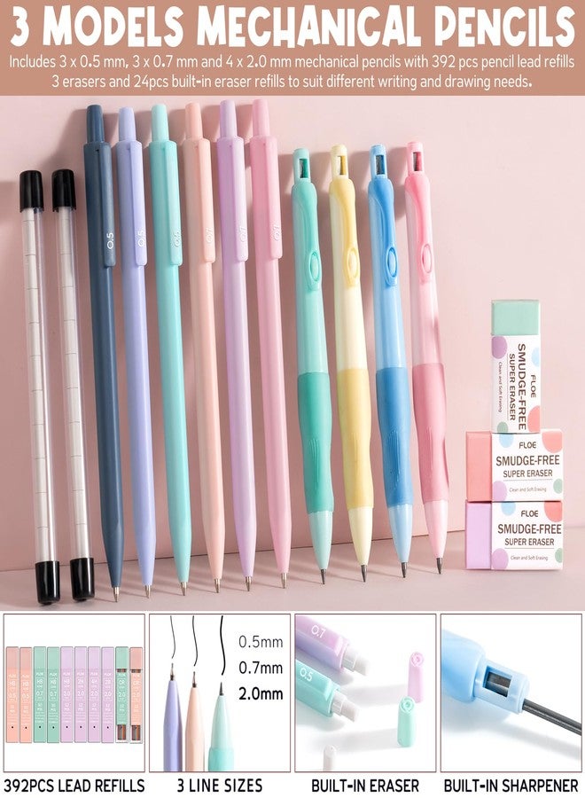 FLOE 65PCS Aesthetic School Supplies with Cute Pencil Case, Pastel Highlighters Gel Pens Mechanical Pencils Set 0.5 0.7 & 2.0mm, Office Back to School Supplies College Essentials Kit Student Stationary Set - Image 5