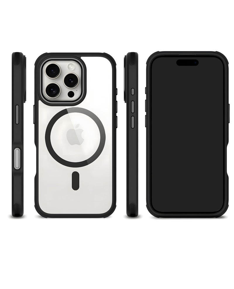 DailyObjects Polycarbonate Case for iPhone 16 Pro Max Compatible with Mag-Safe Wireless Charging | Black Hybrid Magnetic Armour Slim Shockproof Back Cover - Image 2