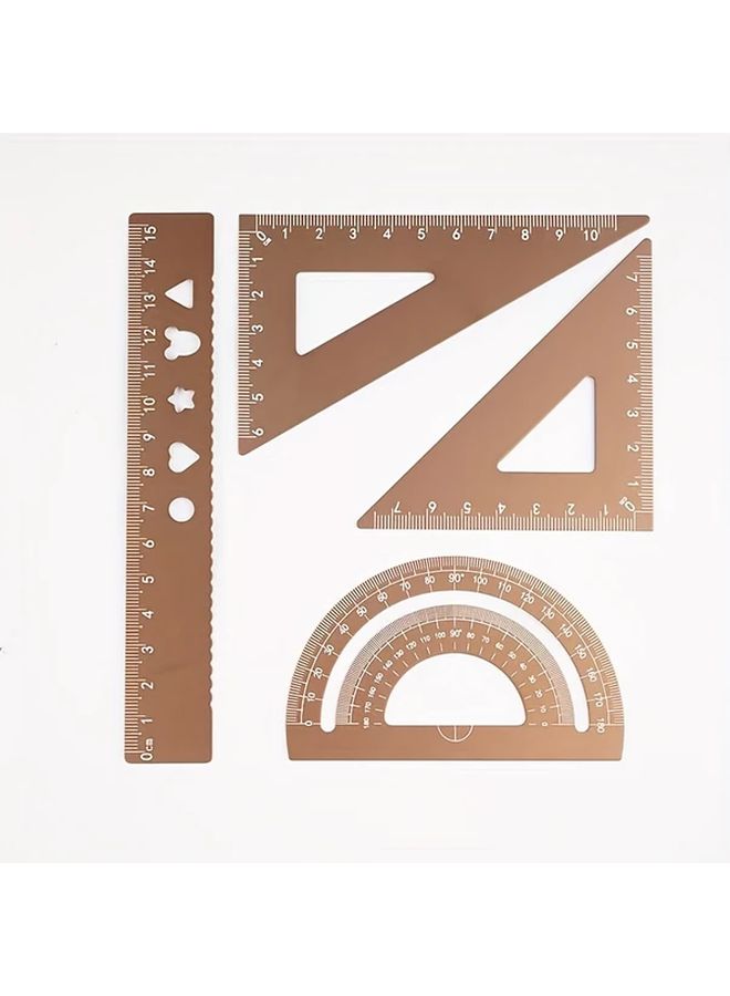 Pink Laser Engraved Metal Calipers Set With Geometric Ruler Triangle And Angle Ruler - Image 5