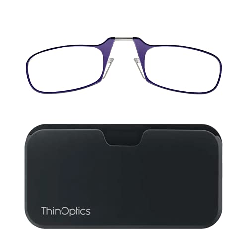 ThinOptics unisex-adult Reading Glasses + Black Universal Pod Case | Purple Frames, 2.00 Strength Readers Purple Frames / Black Case, 44 mm - Image 1