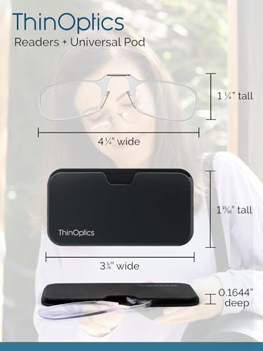 ThinOptics unisex-adult Reading Glasses + Black Universal Pod Case | Purple Frames, 2.00 Strength Readers Purple Frames / Black Case, 44 mm - Image 5