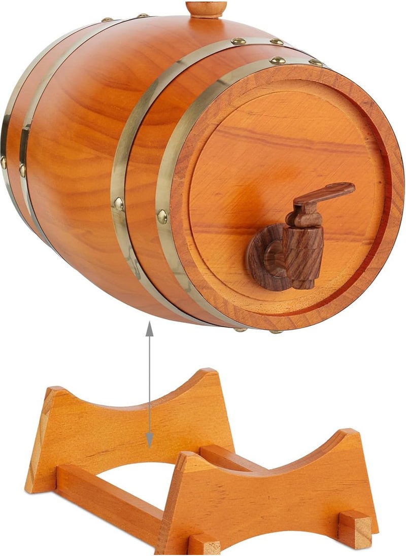 Home Care - Pine Wooden Barrel, 1.5 Liters, With A Stand And Spigot, Suitable For Whisky, Wine, And Spirits, Light Brown - Image 1