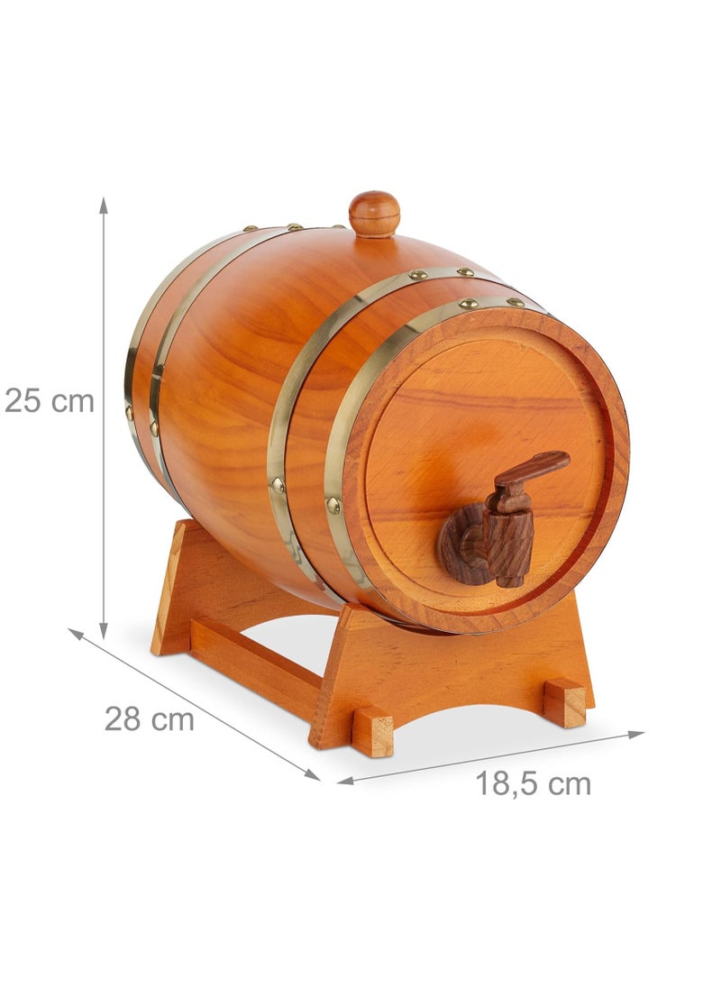 Home Care - Pine Wooden Barrel, 1.5 Liters, With A Stand And Spigot, Suitable For Whisky, Wine, And Spirits, Light Brown - Image 1
