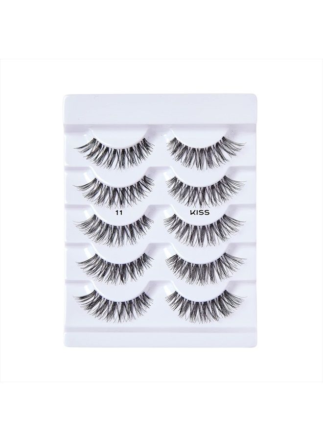 KISS So Wispy False Eyelashes Multipack #11, Full Bouncy Volume & Curl, Signature Wispy Effect, Quality Synthetic, Crisscross Pattern, Cruelty Free, Reusable and contact lens friendly, 5 Pairs  - Image 3