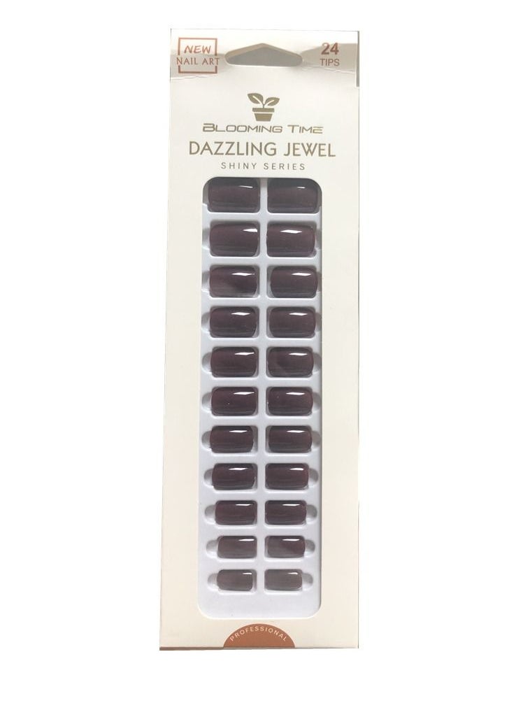 BLOOMING TIME 20-Piece Full Cover Fake Nails dark red  - Image 1