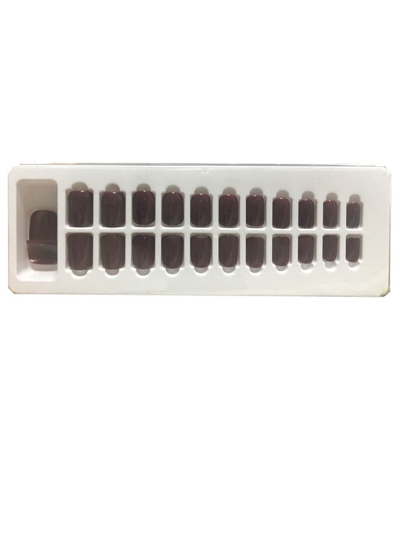 BLOOMING TIME 20-Piece Full Cover Fake Nails dark red  - Image 2