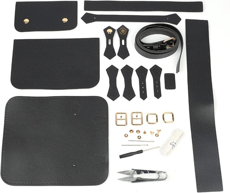klarako DIY Leather Craft Bag Making Tool Kit, Knitting Crochet Bag Sewing Material Handmade Bag Purse Making Shoulder Bags All Accessories  Black - Image 1