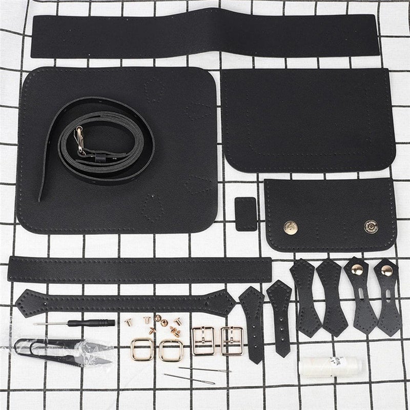 klarako DIY Leather Craft Bag Making Tool Kit, Knitting Crochet Bag Sewing Material Handmade Bag Purse Making Shoulder Bags All Accessories  Black - Image 3
