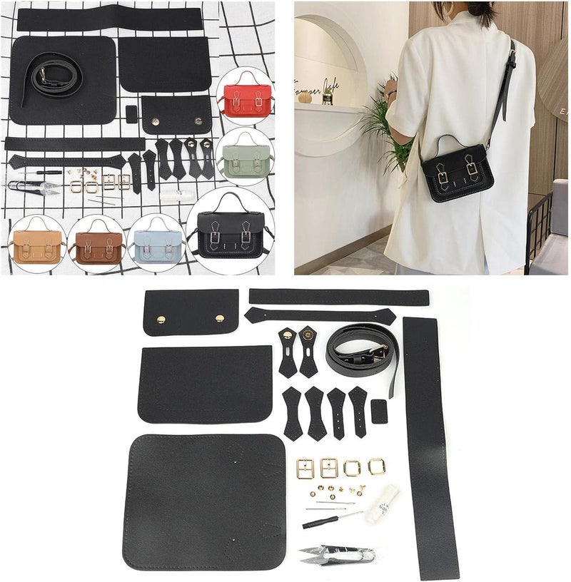 klarako DIY Leather Craft Bag Making Tool Kit, Knitting Crochet Bag Sewing Material Handmade Bag Purse Making Shoulder Bags All Accessories  Black - Image 4