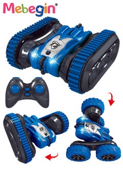 MEBEGIN 2 in 1 RC Stunt Car Toy, 360°Double Side Flips Rotating RC Car, 2.4Ghz Remote Control Car with Cool Light and Double-Sided Driving, Portable Rechargeable Remote Control Car Toy, 2 AA Battery (Not Included) for RC Controller, Suitable for Versatile Roads, 15*16*7cm  - Image 2