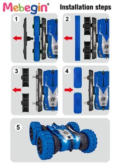 MEBEGIN 2 in 1 RC Stunt Car Toy, 360°Double Side Flips Rotating RC Car, 2.4Ghz Remote Control Car with Cool Light and Double-Sided Driving, Portable Rechargeable Remote Control Car Toy, 2 AA Battery (Not Included) for RC Controller, Suitable for Versatile Roads, 15*16*7cm  - Image 4